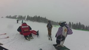 Манжерок. Жесткое падение сноубордиста.