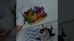 Акула. Футболка с принтом и вышивкой