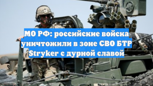 МО РФ: российские войска уничтожили в зоне СВО БТР Stryker с дурной славой