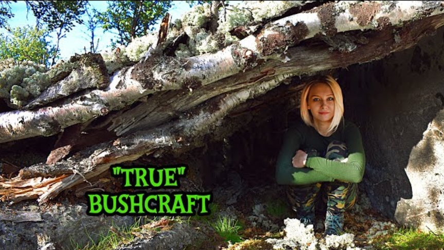 Девушка одна в лесу, натуральное укрытие, бушкрафт. смотреть онлайн