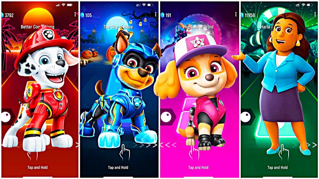 Мультики для Детей Щенячий Патруль Tiles Hop - МАРШАЛЛ, ГОНЩИК, СКАЙ И ДР. смотреть онлайн