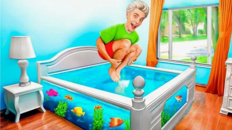 ВЛАД А4 - Превратили КРОВАТЬ в АКВАРИУМ ! смотреть онлайн