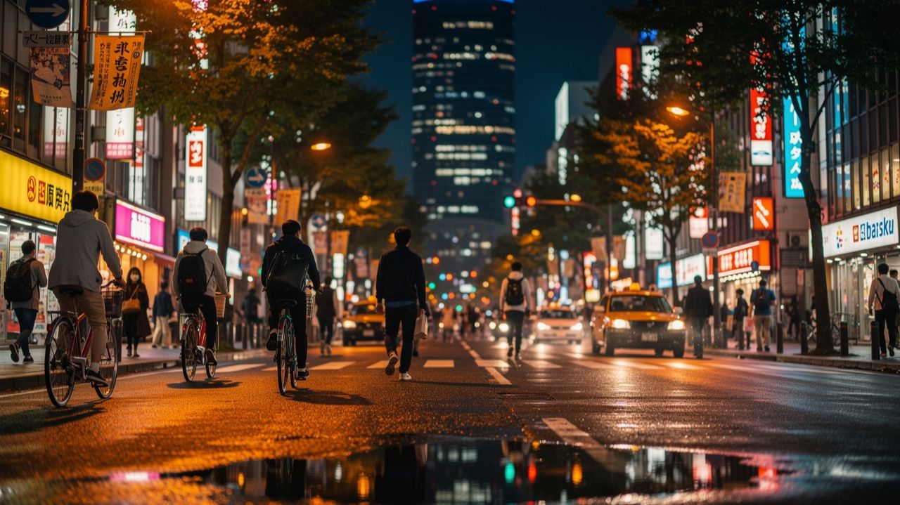 Токио ночью огни и живые улицы города 🌃 смотреть онлайн