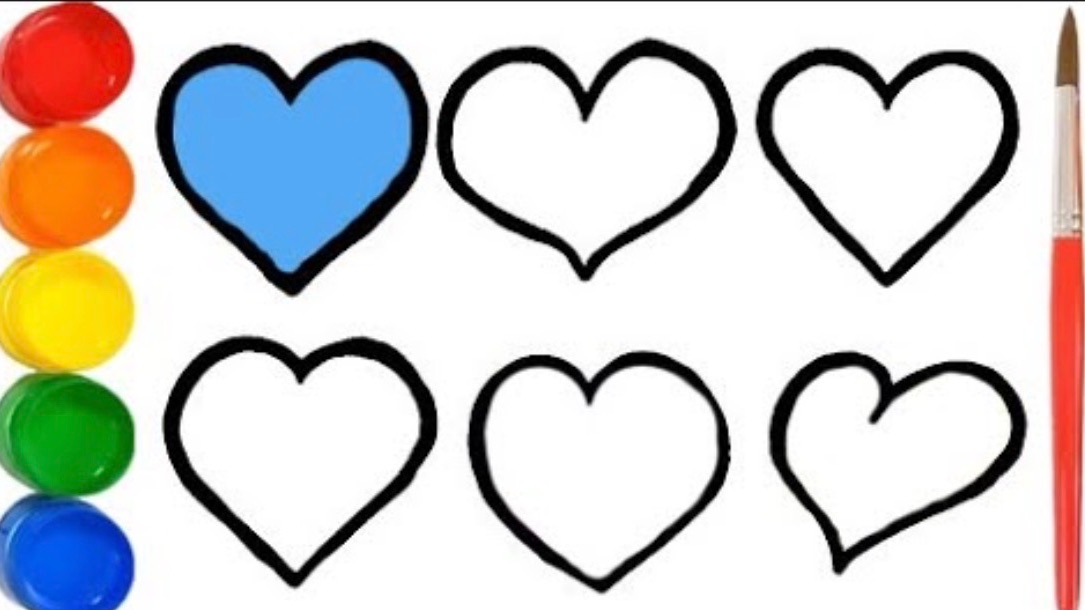 Мультик раскраска для детей и малышей. Как нарисовать рисунок сердечки смотреть онлайн