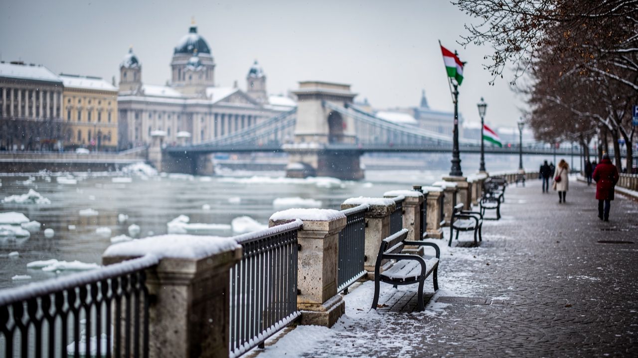 Снег и тишина Будапешта атмосферная прогулка у Дуная ❄️ смотреть онлайн
