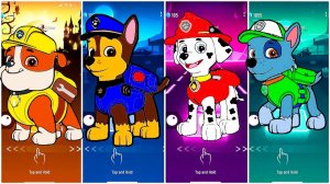 Мультики для Детей Щенячий Патруль Tiles Hop - КРЕПЫШ, ГОНЩИК, МАРШАЛЛ, РОККИ