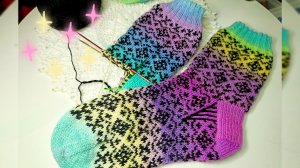 Носки с жаккардом 🧦❣️Мастер класс. 1 часть.