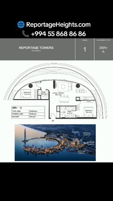 Sea Breeze Baku Half Moon 3-комнатная квартира  994 55 868 86 86  ReportageHeights.com