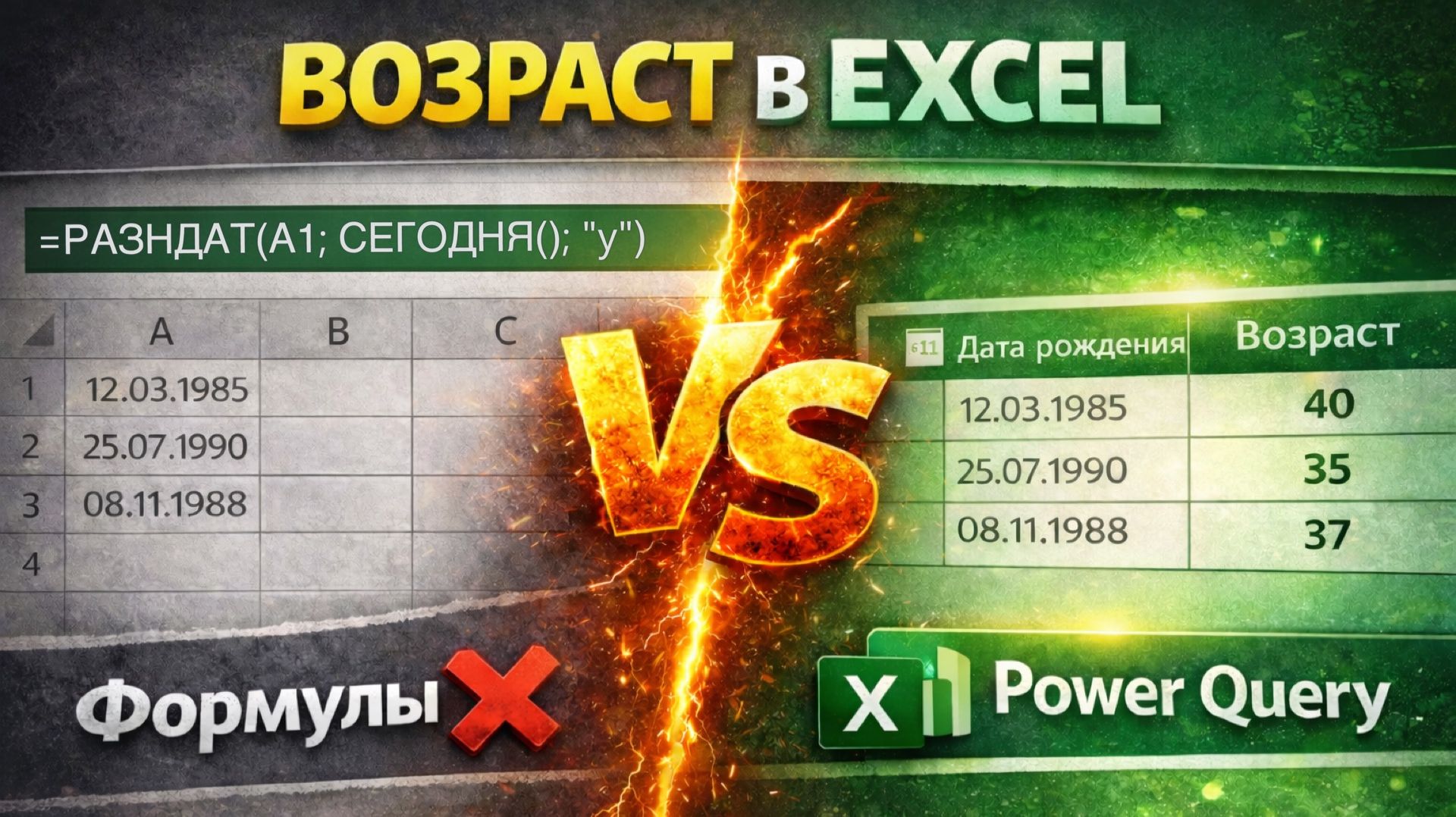 🎂 Расчёт возраста в Эксель. Используем Power Query смотреть онлайн