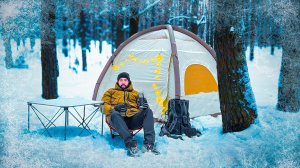 ⛺НОЧЬ в зимнем кемпинге. ВЫЖИВАНИЕ в палатке в ХОЛОДНОМ лесу ASMR