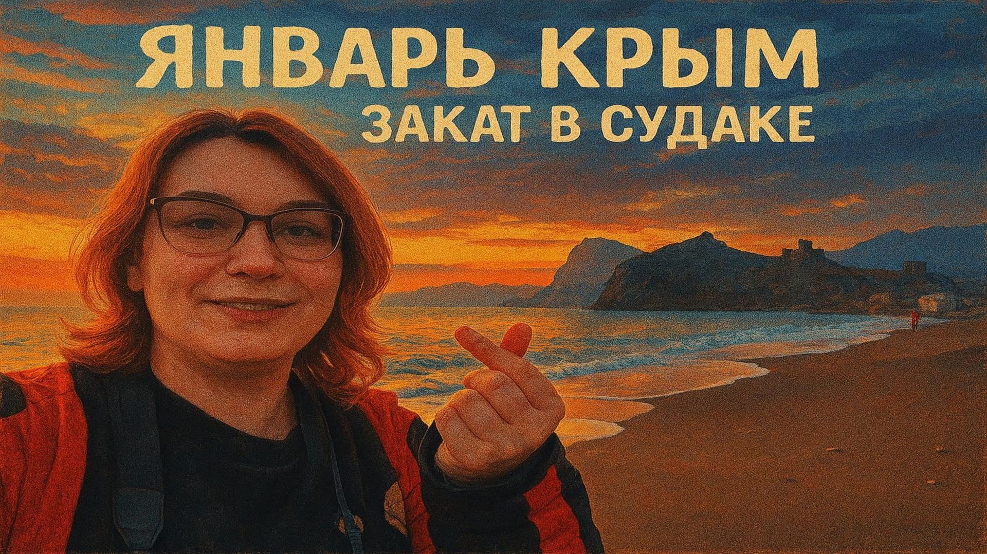 +12 в январе. Закатная прогулка по крымскому пляжу... смотреть онлайн
