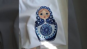 Матрешка. Футболка с принтом и вышивкой