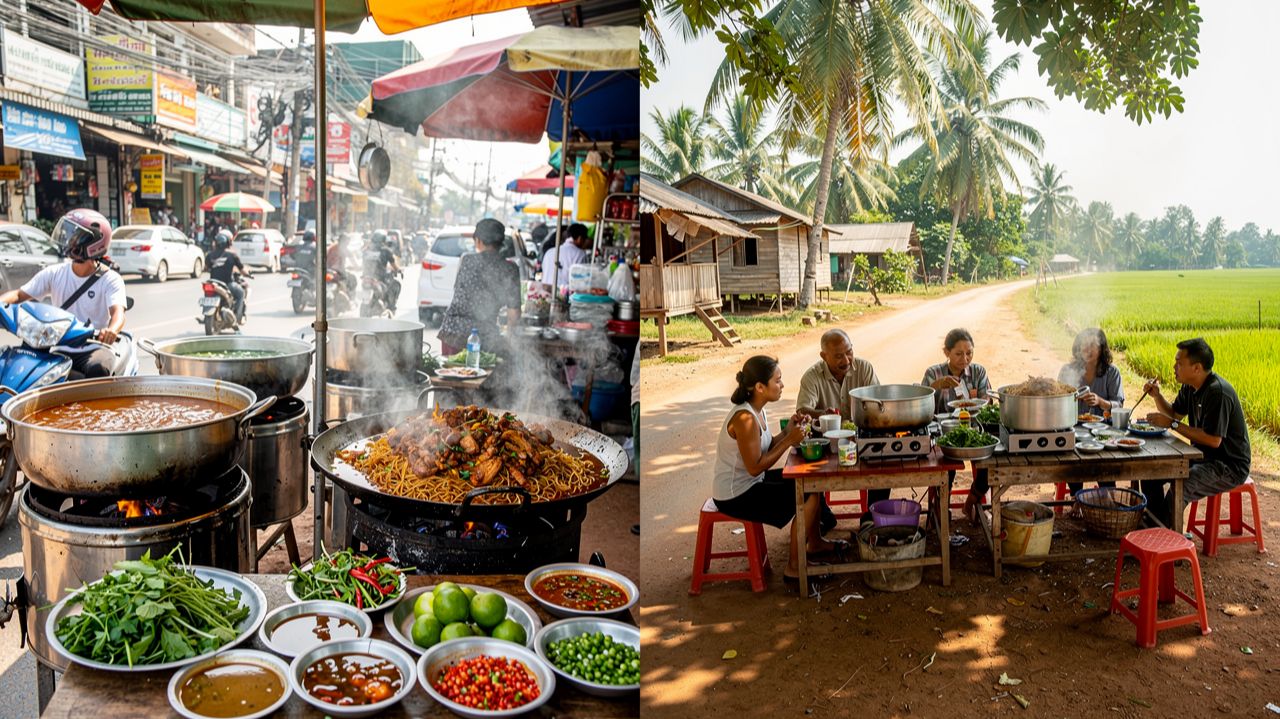 Камбоджийская уличная еда 2026 что вкуснее город или деревня 🍲🔥 смотреть онлайн