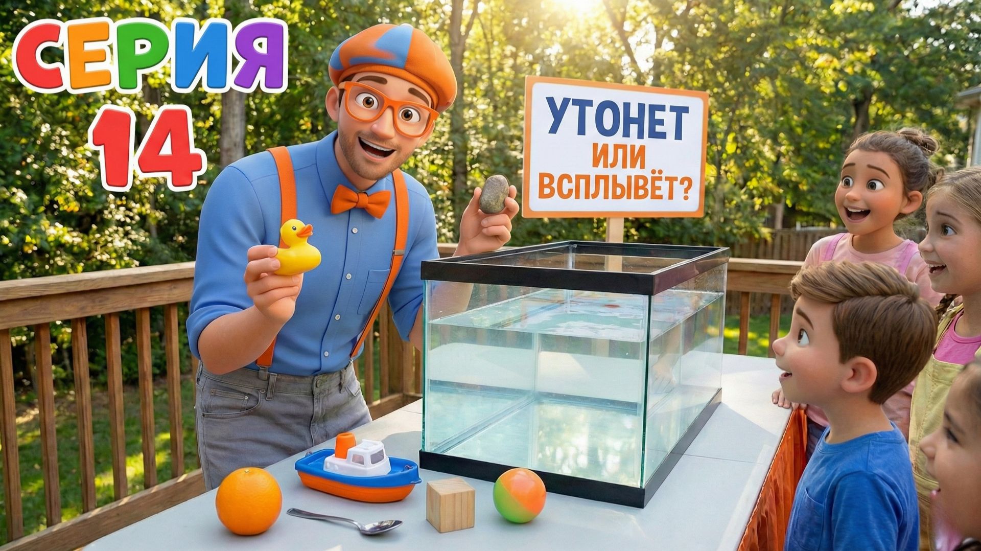 🛁 Знайка Макс играет в УТОНЕТ или ВСПЛЫВЁТ? ⚓️ Веселые эксперименты с водой — Серия 14 смотреть онлайн