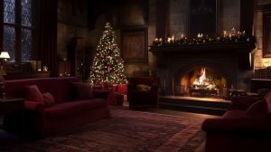 Рождественская атмосфера Гарри Поттера в общей комнате Гриффиндора.