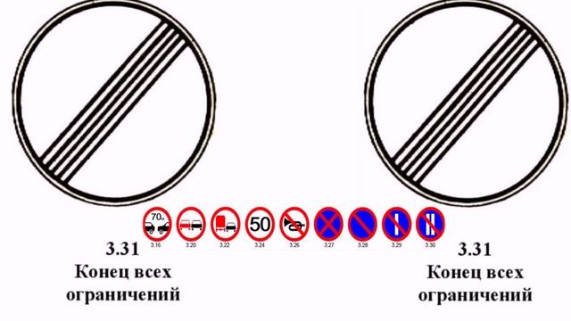 Запрещающие знаки. Знак 3.31. Конец всех ограничений смотреть онлайн