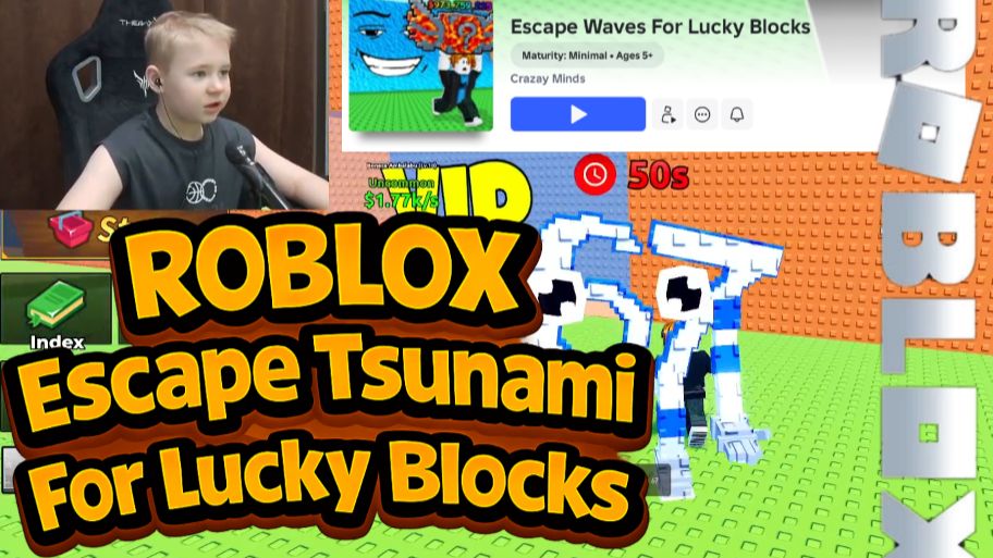Убегаю от волн ради крутых БРЕЙНРОТОВ ► ROBLOX Escape Tsunami For Lucky Blocks ► gaus7play смотреть онлайн