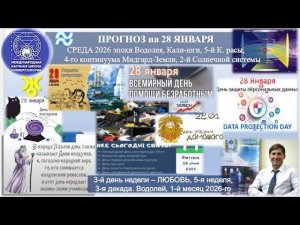ПРОГНОЗ на 28 ЯНВАРЯ, СРЕДУ, день ЛЮБВИ, 2026, эпохи Водолея, 5й К.расы 2й Солнечной системы. МНШУ