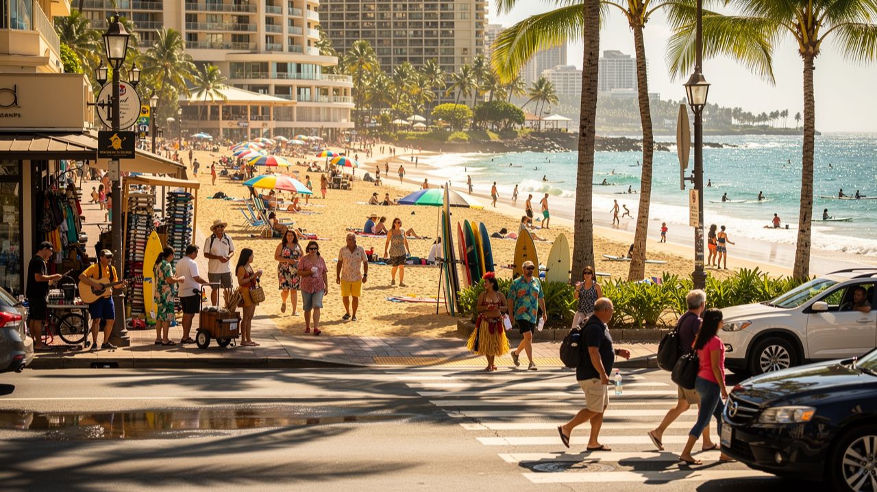 Гавайи Вайкики улицы пляжи и живые эмоции людей 🌺🚶♂️ смотреть онлайн
