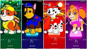 Мультики для Детей Щенячий Патруль Tiles Hop - КРЕПЫШ, ГОНЩИК, МАРШАЛЛ, СКАЙ