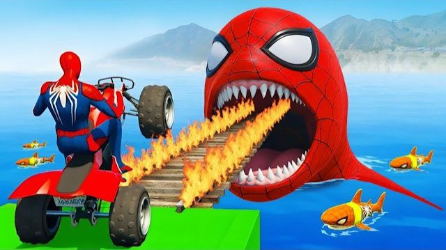 Человек-паук спасает Бэтмена против Венома на мотоцикле в ГТА 5 Супергерой смотреть онлайн