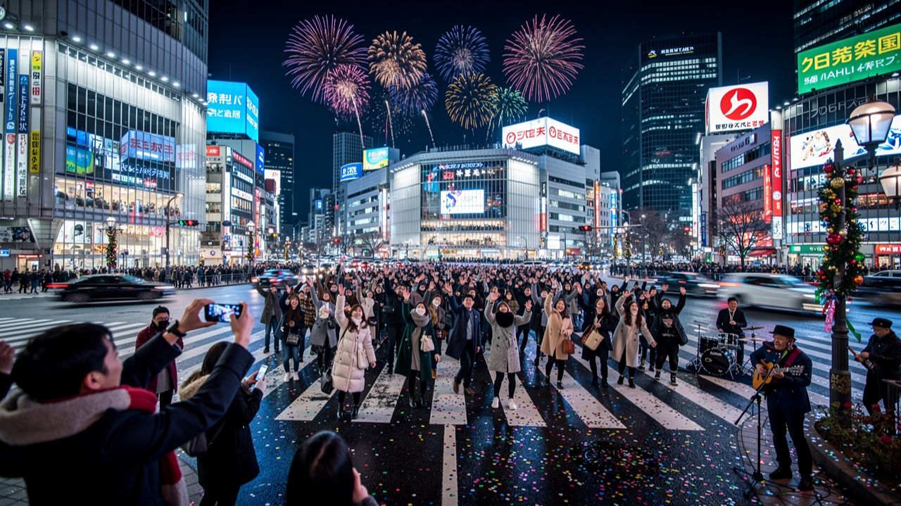 Тридцать первая ночь в Шибуя Новый год 2025 Токио 🎆 смотреть онлайн