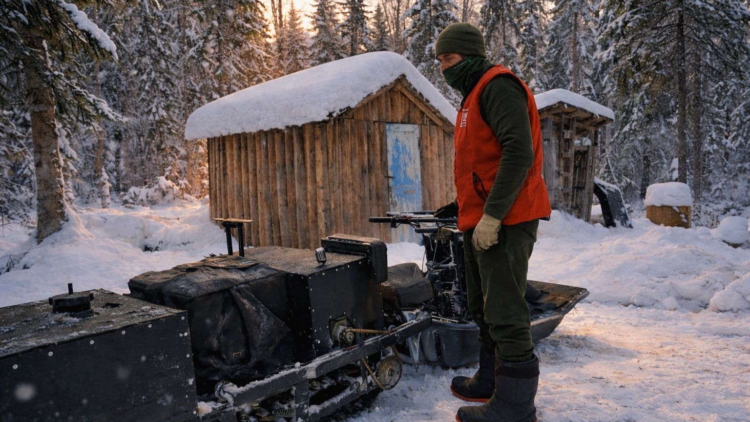 РЕМОНТ СНЕГОХОДА В -30 В ПОЛЕВЫХ УСЛОВИЯХ. ТАЕЖНЫЙ БЫТ