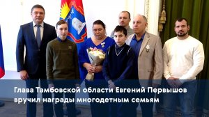 Глава Тамбовской области Евгений Первышов вручил награды многодетным семьям
