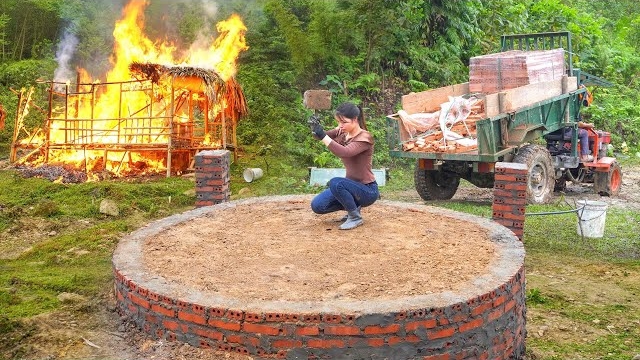 Бамбуковый домик сгорел дотла. Строю новый дом из кирпича и цемента. Серия 1. Ли Фук. Вьетнам смотреть онлайн