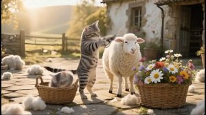 Мультики. Мама-кошка🐈 находит в море большого омара и делает дома тигровую шапочку для котят😊