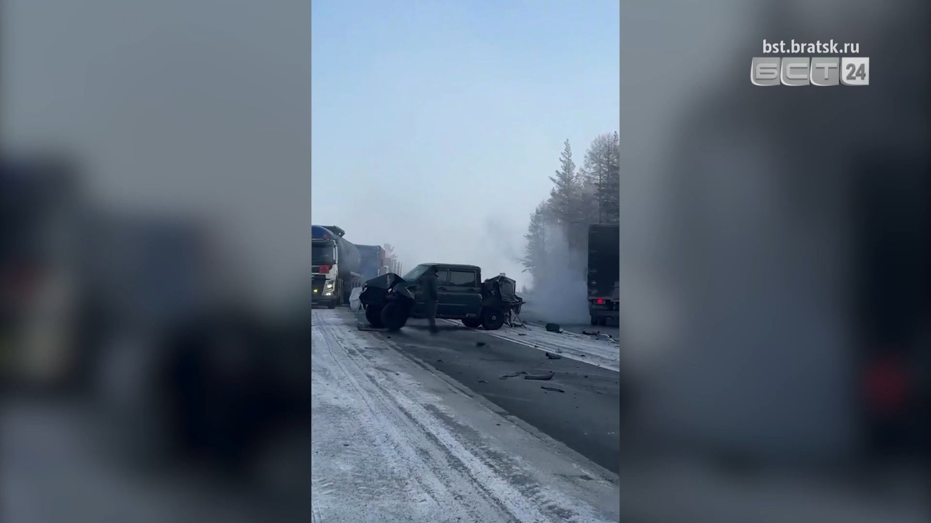 Два легковых автомобиля и грузовик столкнулись неподалёку от жилого района Порожский смотреть онлайн
