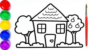 Мультик раскраска для детей и малышей. Как нарисовать рисунок дом
