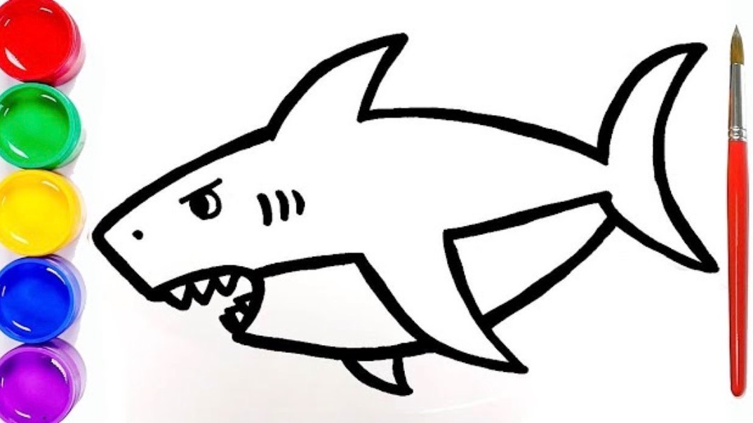 Мультик раскраска для детей и малышей. Как нарисовать рисунок акулу смотреть онлайн