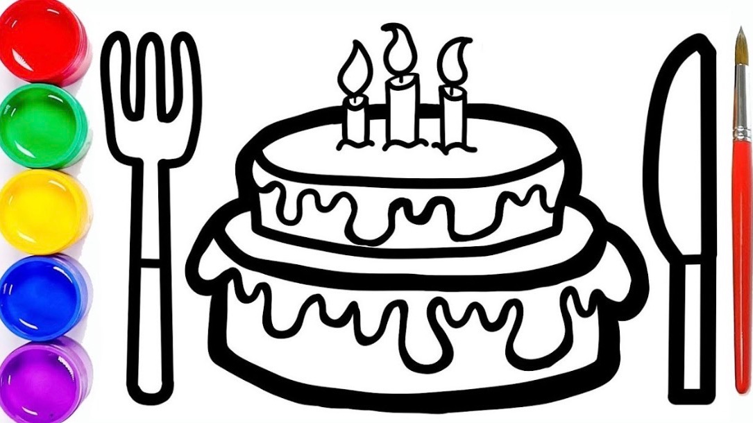 Мультик раскраска для детей и малышей. Как нарисовать рисунок торт смотреть онлайн