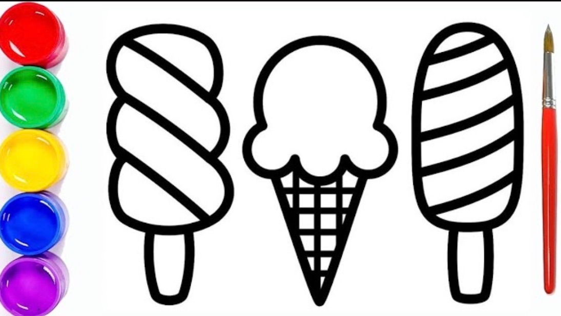 Мультик раскраска для детей и малышей. Как нарисовать рисунок мороженое смотреть онлайн