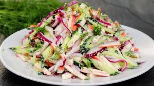 БЫСТРЫЙ Салат с Крабовыми Палочками за 5 минут! Вкусный крабовый салат из простых продуктов!