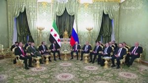 Владимир Путин с Президентом Сирийской Арабской Республики Ахмедом Шараа, Кремль, 28 января 2026 г.