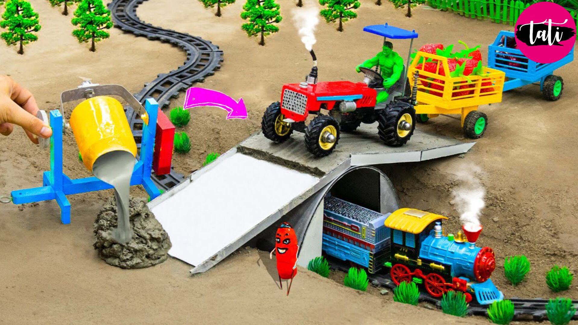 Мультфильм про трактор, строим бетонный мост для обеспечения безопасности движения поездов смотреть онлайн