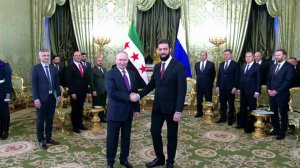 Владимир Путин принимает в Кремле президента Сирийской Арабской Республики Ахмеда аш-Шараа.