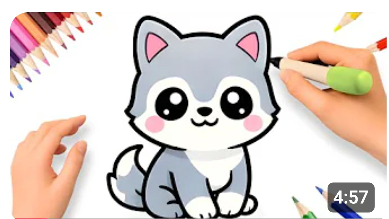 КАК НАРИСОВАТЬ ПРОСТОГО МИЛОГО СЕРОГО ВОЛКА 🐺 смотреть онлайн