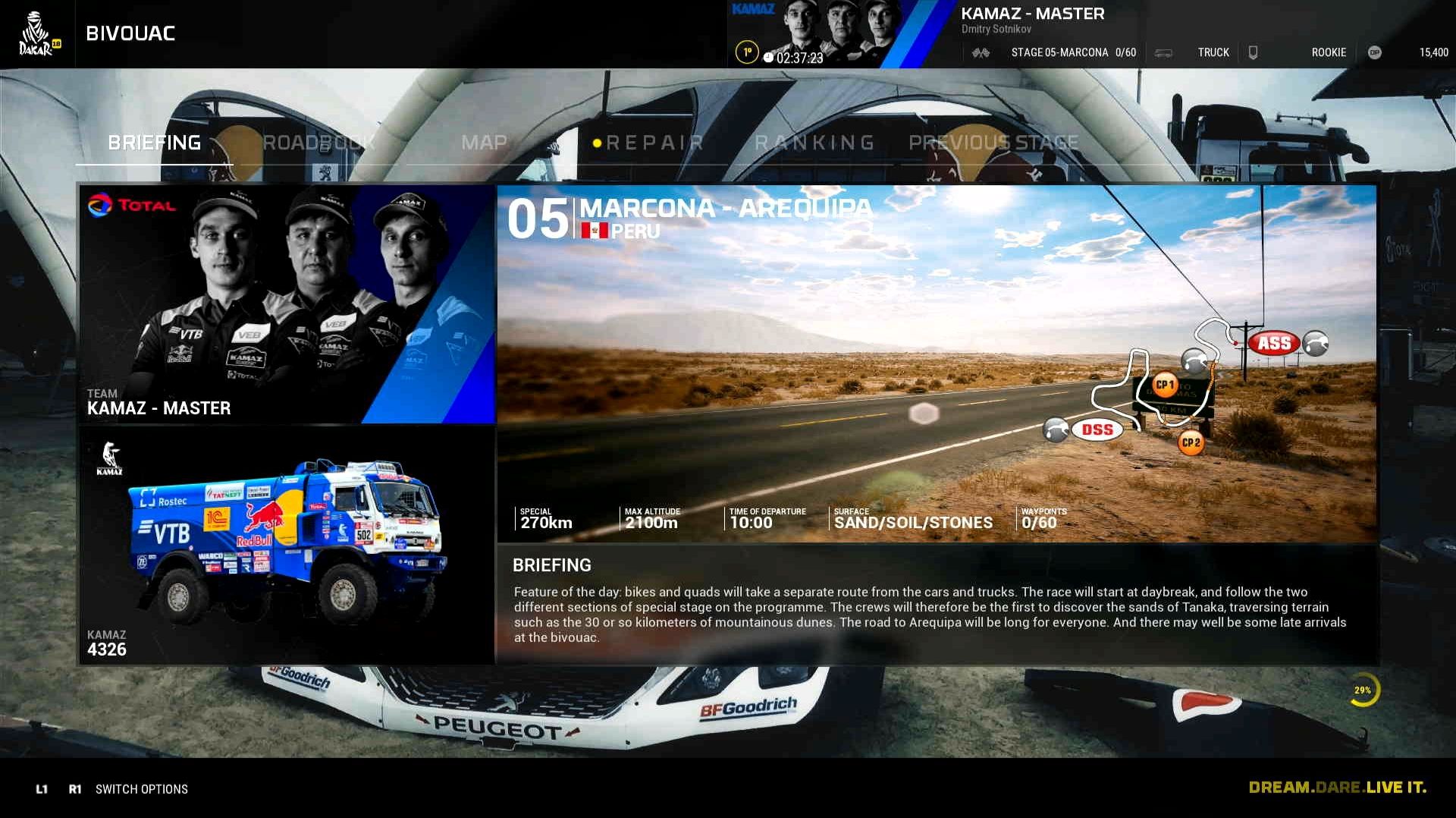 PS4PRO - DAKAR 2026 KAMAZ4326 - команда КАМАЗ МАСТЕР - MOZA R5 - карьера 003 - brook Raslution 2 смотреть онлайн