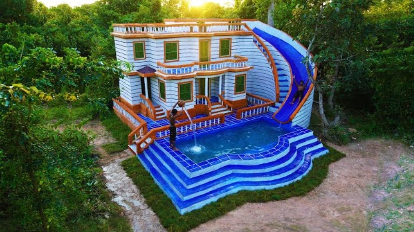 Строю самую креативную современную виллу из глины с парком водных горок и подземным бассейном. смотреть онлайн