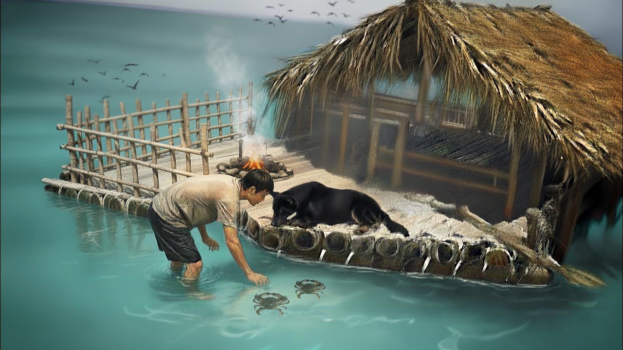 Выживание на плавучем мусорном плоту с моей собакой – лов крабов и приготовление морепродуктов смотреть онлайн