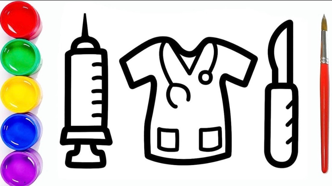 Мультик раскраска для детей и малышей. Как нарисовать рисунок набор доктора смотреть онлайн