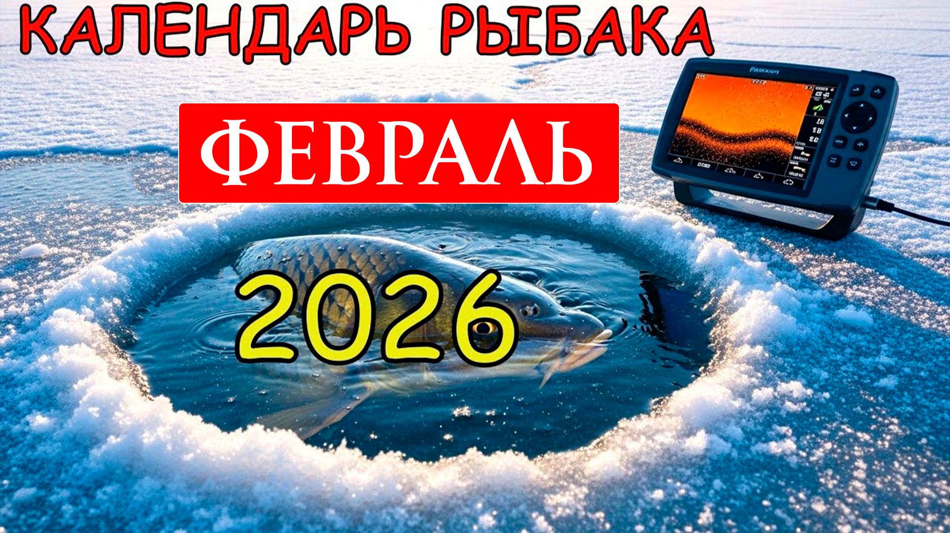 Прогноз клева рыбы на Февраль 2026 года. Лунный календарь рыбака. Календарь рыбака на Февраль 2026 смотреть онлайн