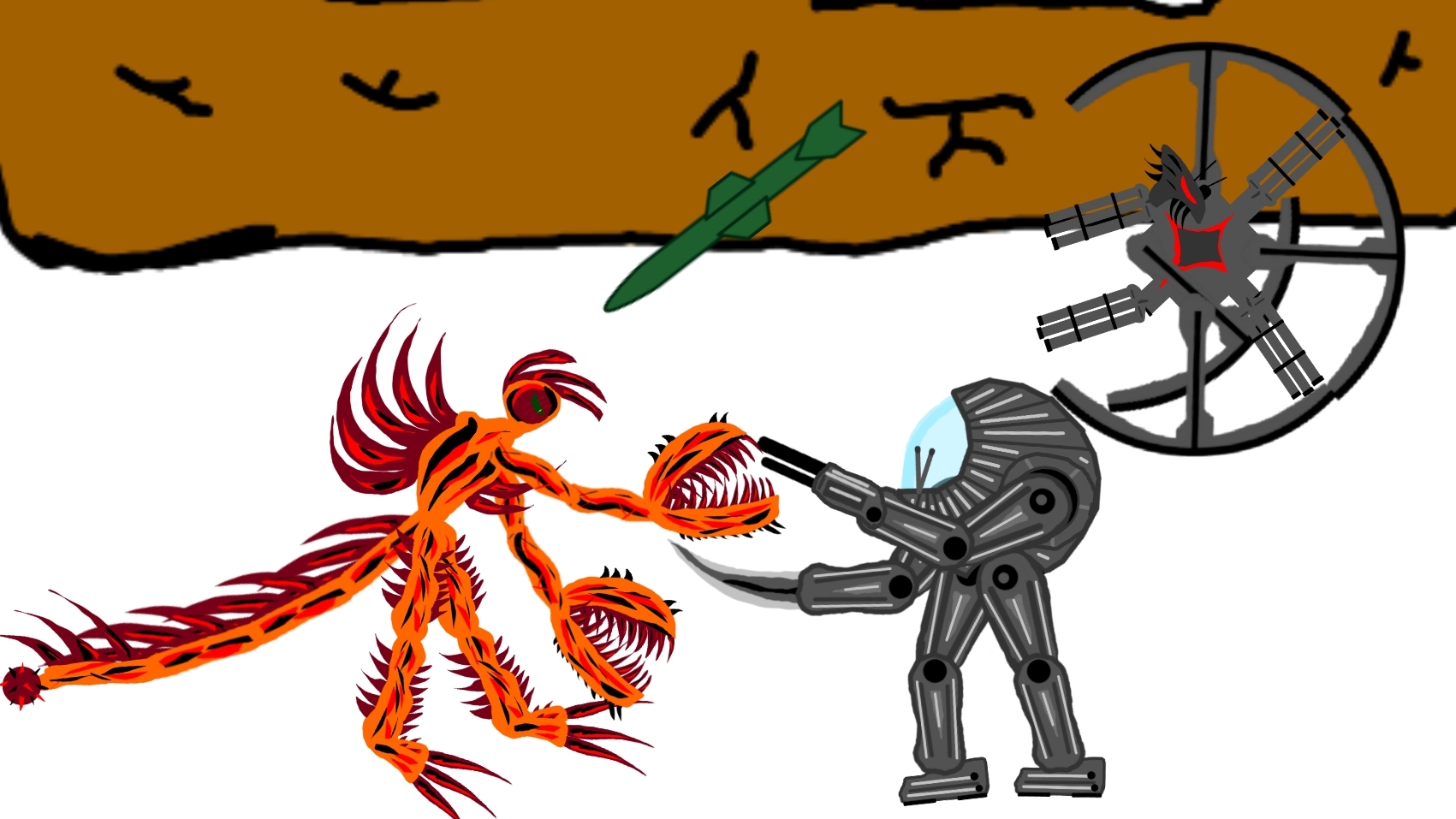 Стикмены и робаты против монстров 1сезон 2серия ракета в монстра робот003 и новый напарник робот001 смотреть онлайн