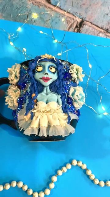 Кружка с куклой Невеста Тима Бартона декор из полимерной глины смотреть онлайн