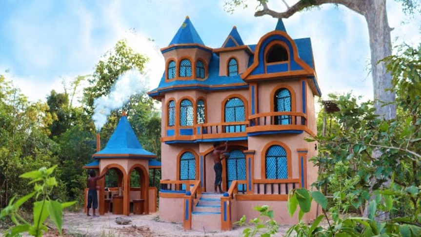 Строительство креативной красивой виллы в джунглях, примитивными методами. смотреть онлайн