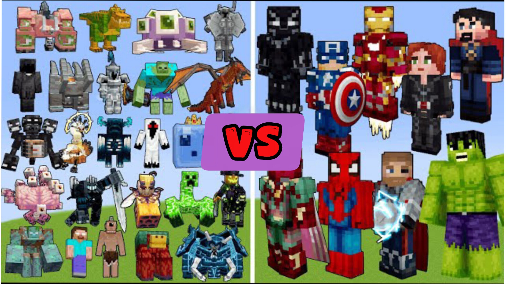 Мстители Marvel против сильных боссов в Майнкрафте, эксперименты смотреть онлайн