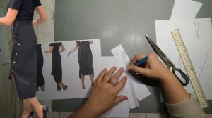 Моделирование. Юбка без бокового шва с застежкой-имитацией. Выкройка № 1943.